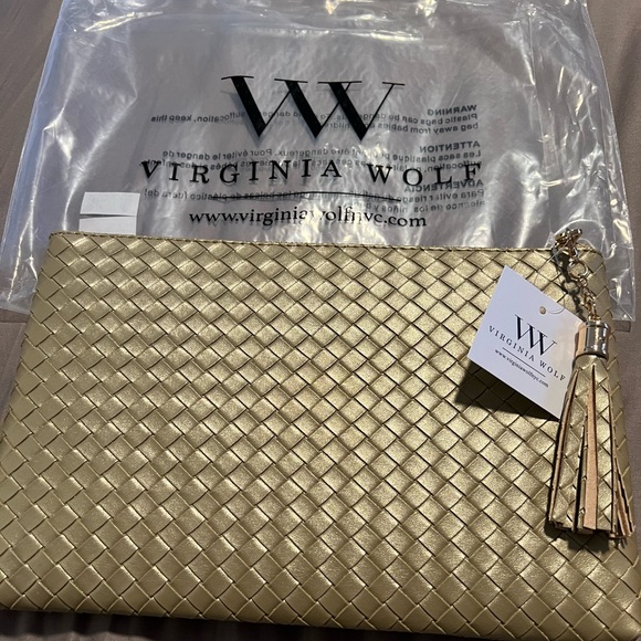 Virginia Wolf Woven Gold Mimi Clutch Bag - Picture 2 of 4